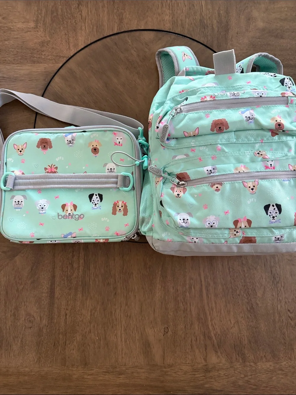 Bentgo Mint Puppy Print Backpack and Lunch Bag Set